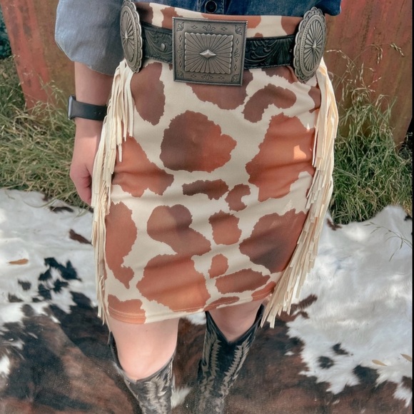 Big Country's Western Wear LSB Cow Print Fringed Size 2X New with tag - Picture 2 of 4